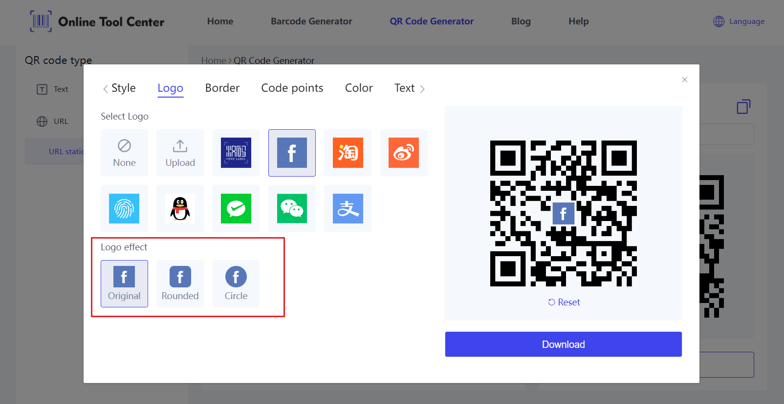 Facebook QR kod generator med logos.png