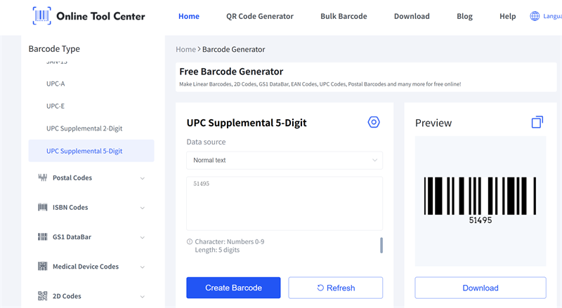 erate UPC kompletterande 5 siffror