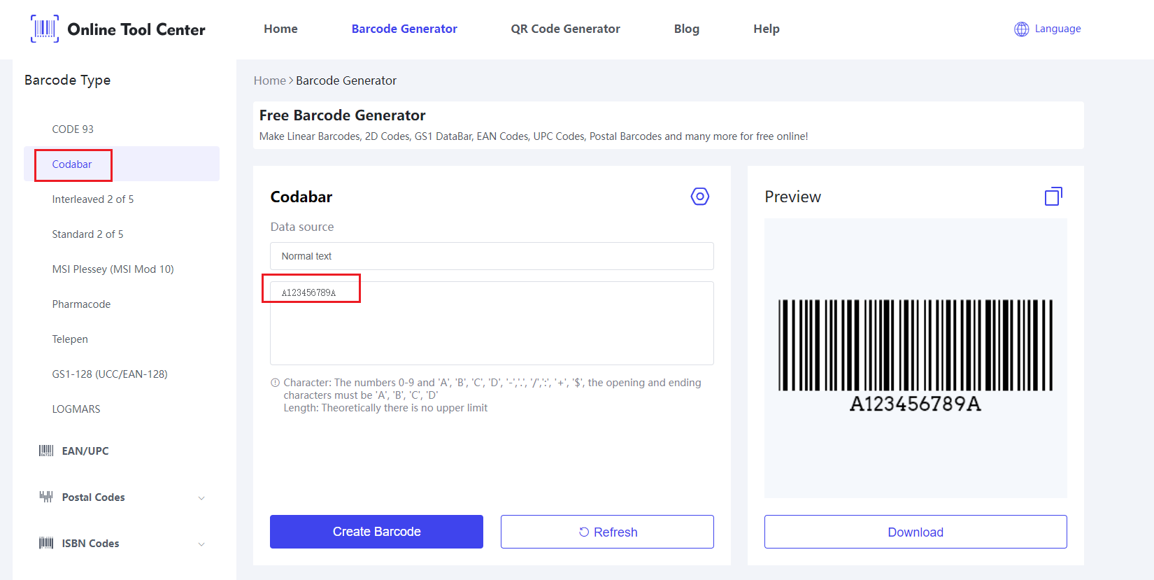 Codabar Barcode Generator.png