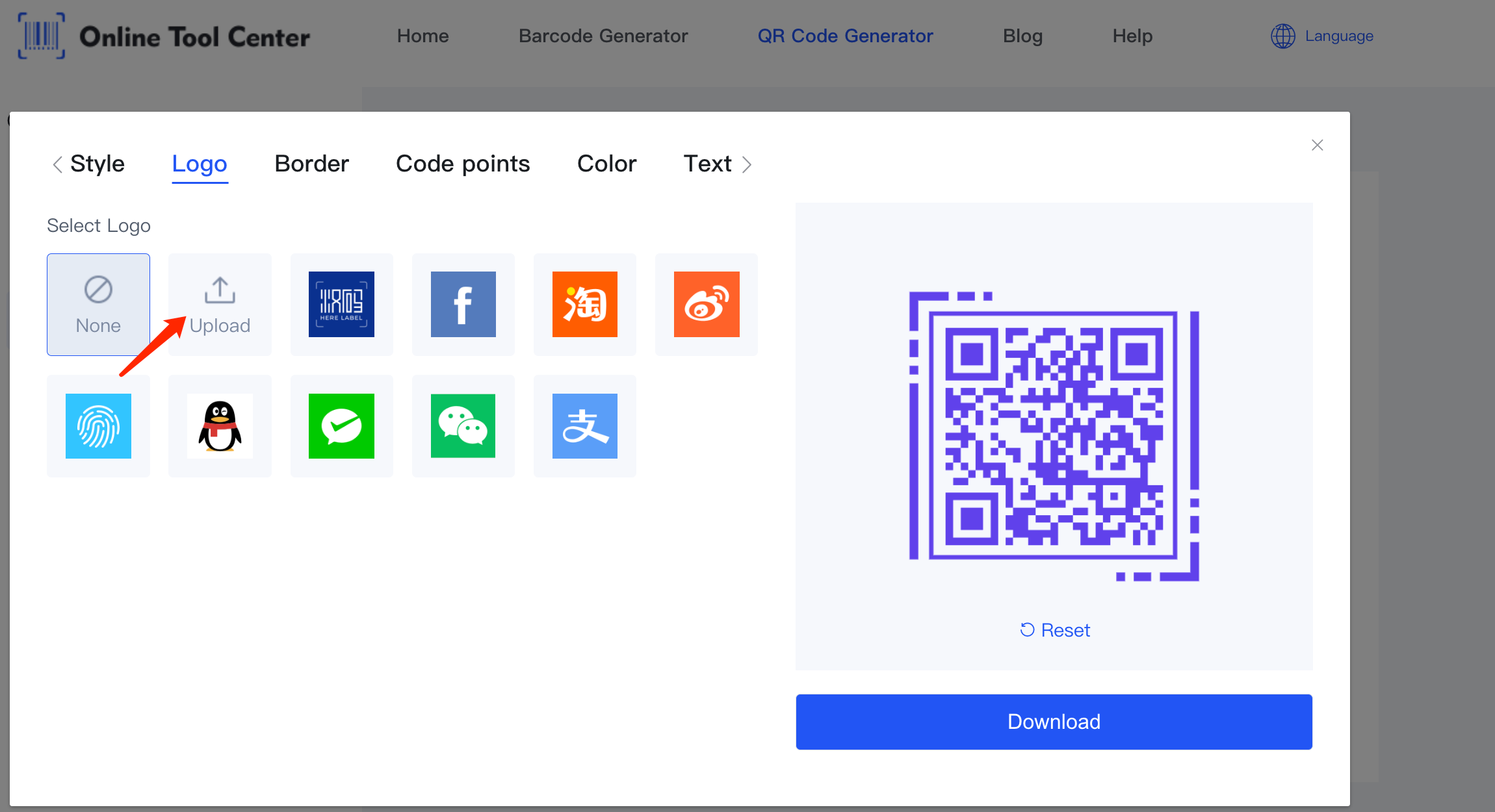 Ladda upp logotyper i qr code generator.png