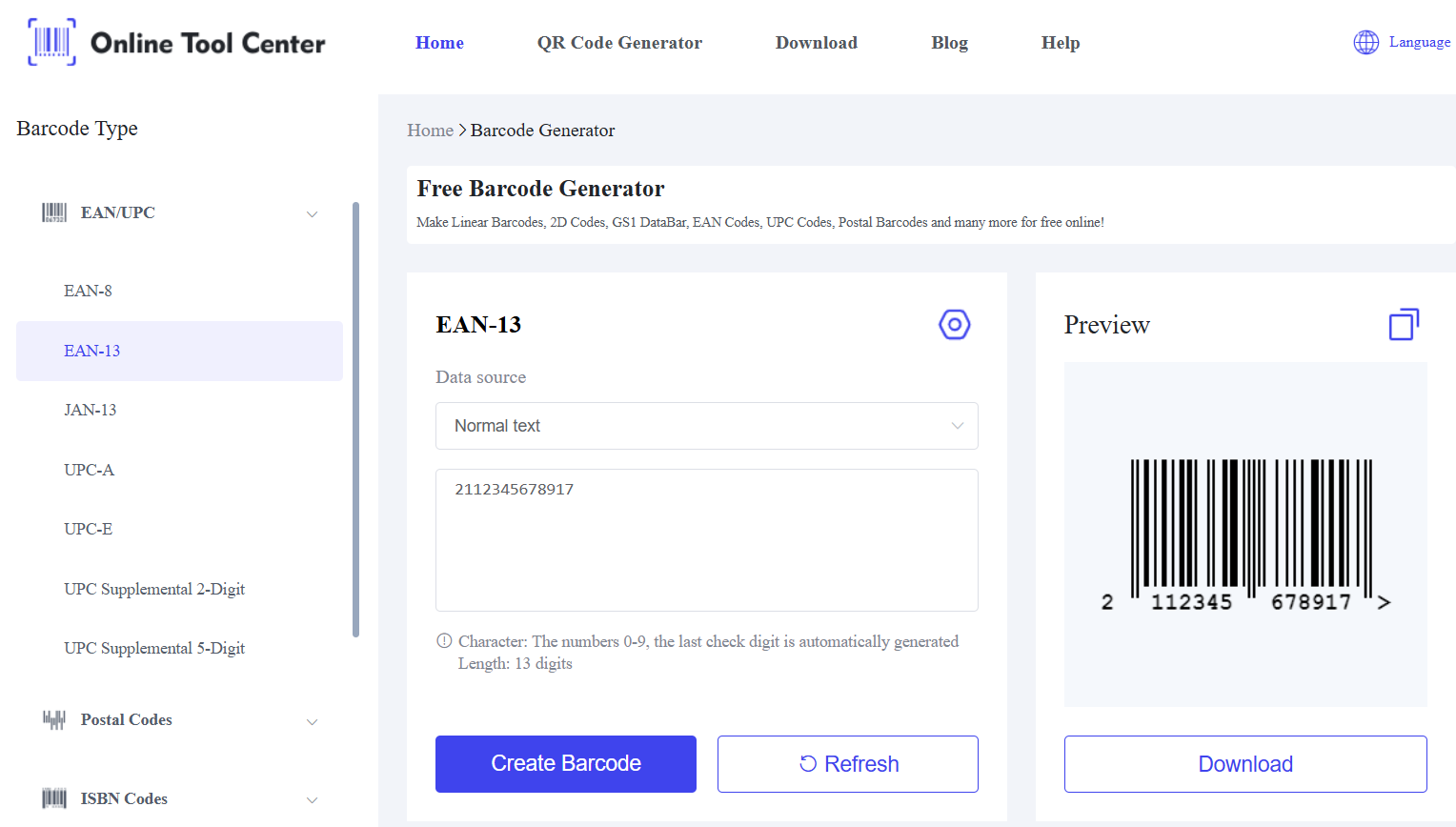 EAN 13 Streckkodsgenerator