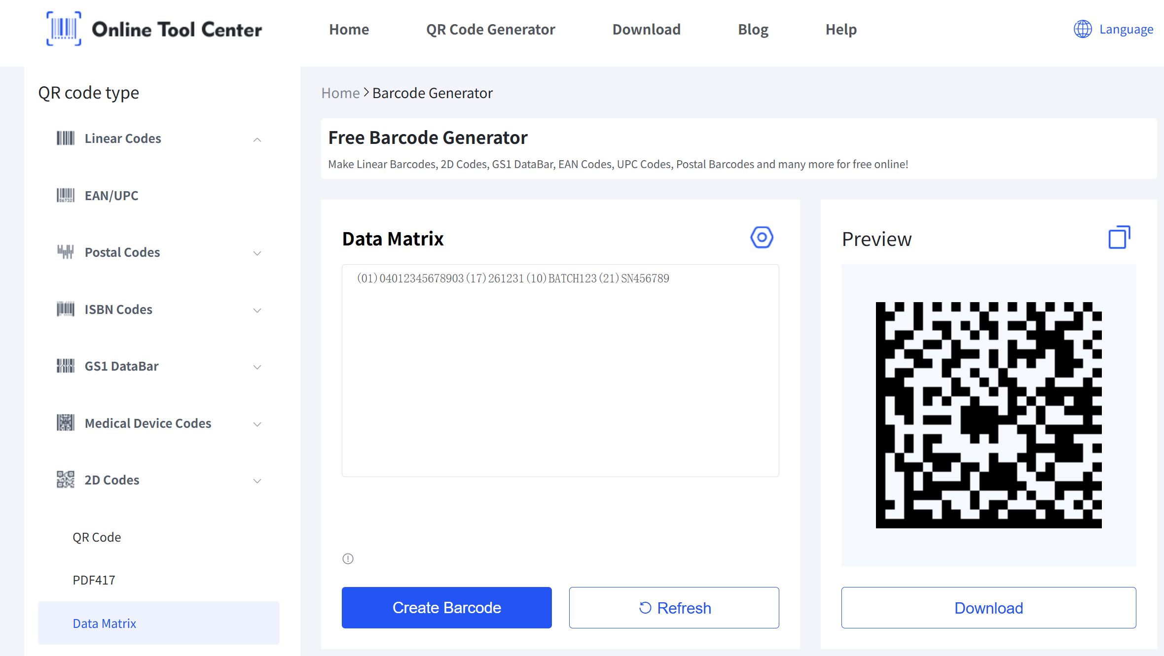 erate datamatriskod