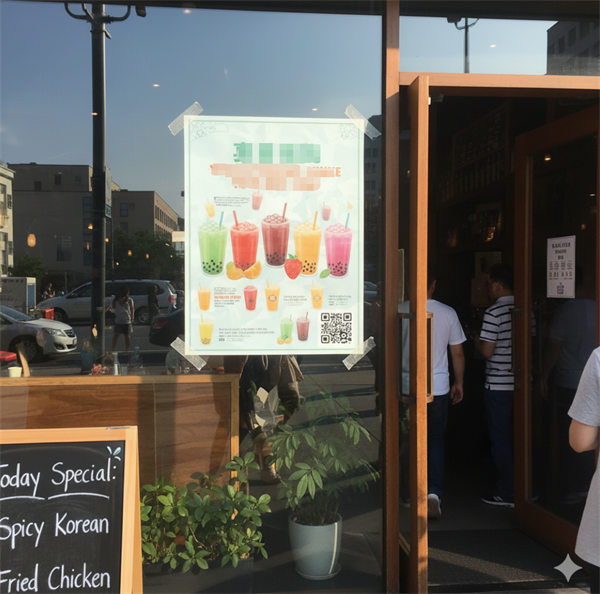 QR-kod p&aring; en reklamaffisch vid butikens ing&aring;ng