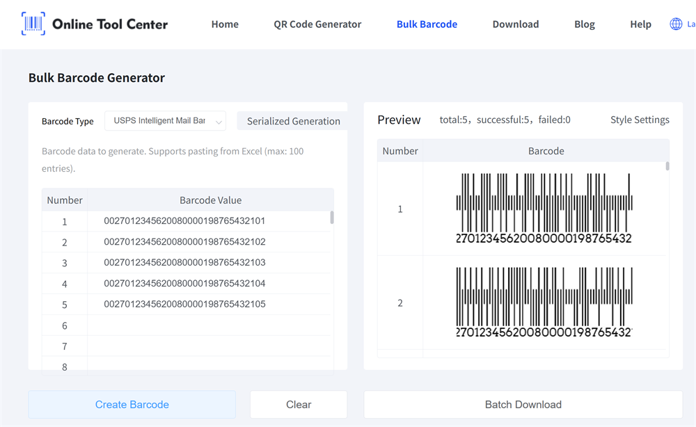 bulk impb barcode generator bulk impb streckkod generator