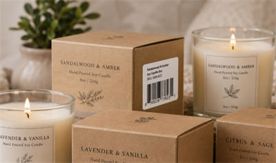 handmade candle with barcode handgjord ljus med streckkod