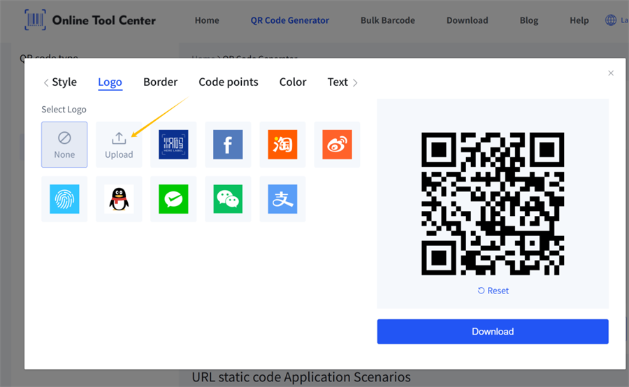 ladda upp logotyp i qr kod generator
